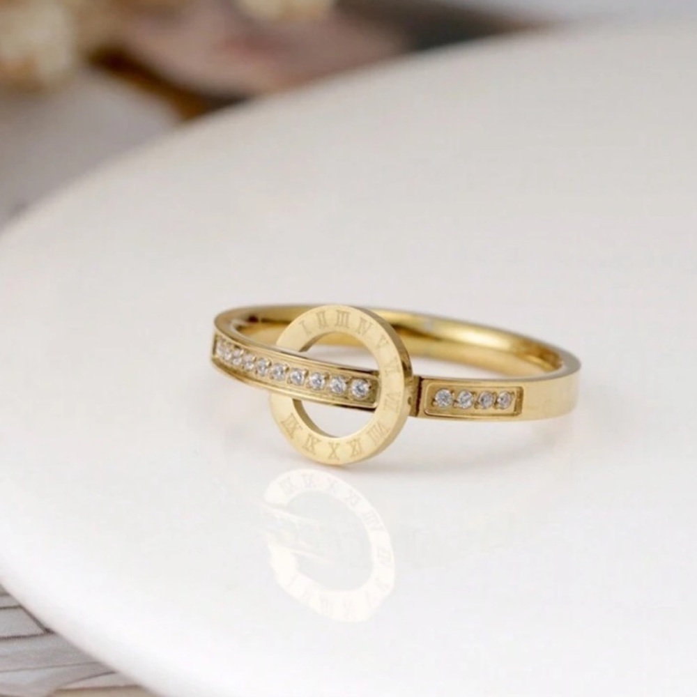 Numerical Ring with Rhinestone